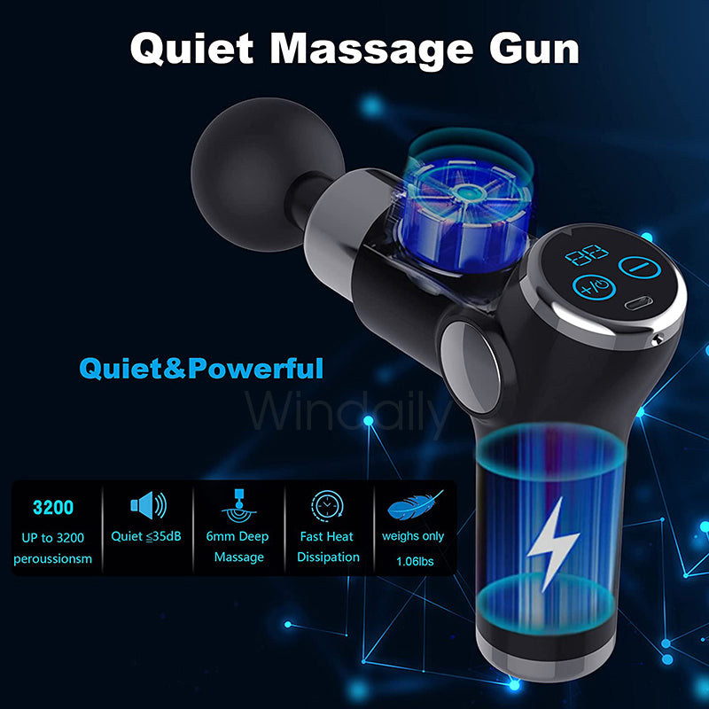 Mini LCD Massage Gun Touch Screen Deep Tissue Percussion Muscle Mini Fascial Gun For Pain Relief