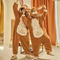 New Cartoon Pajamas For Couple Jumpsuit Christmas Winter Thickened Cute Plush Homewear Women Men Thicken Adult Cosplay Costumes