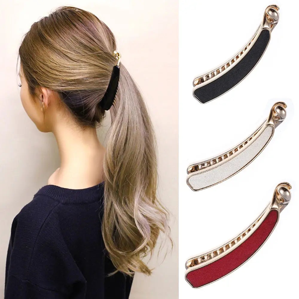 Fashionable retro ponytail fixed hairpin, practical and versatile hair accessory tool, banana hairpin, tooth hairpin, solid color non-slip hairpin for girls