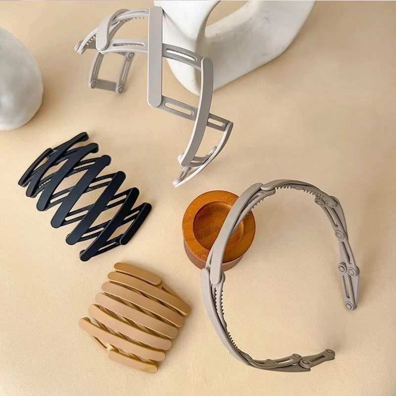 Convenient folding solid color versatile practical hair band, suitable for travel retractable headband fashionable and novel headwear