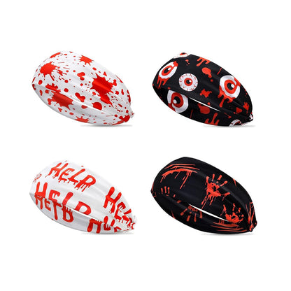 This is a 4 - pack of Halloween bloody - style hair ties and elastic wide headbands. They are fashionable hair accessories for women and girls, and are the best choices for party gifts and festival presents.