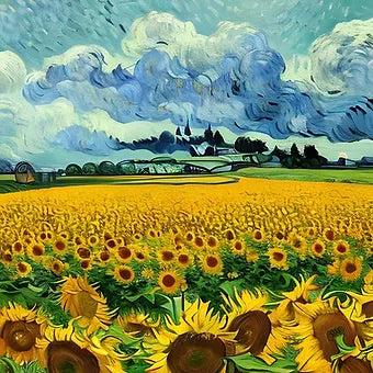 Van Gogh Sunflower Flower Starry Sky Art Pictures Poster Printing Oil Painting C