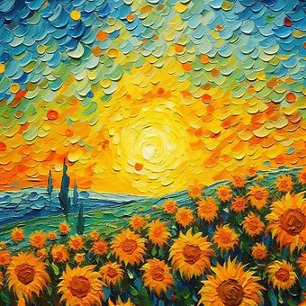 Van Gogh Sunflower Flower Starry Sky Art Pictures Poster Printing Oil Painting C