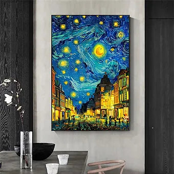 Van Gogh Sunflower Flower Starry Sky Art Pictures Poster Printing Oil Painting C