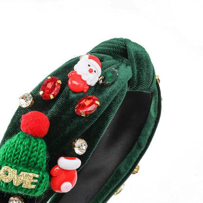 A festive headband decorated with a Christmas hat, a high - quality hair accessory handmade for the holiday seasons in Europe and America, a gift for ladies.