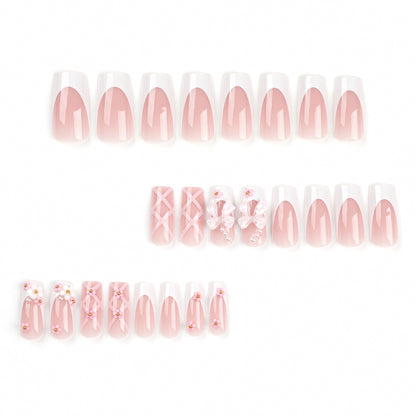 Dreamy ballet nail art: the beautiful dance steps of the pink and white world, wearing nail tips