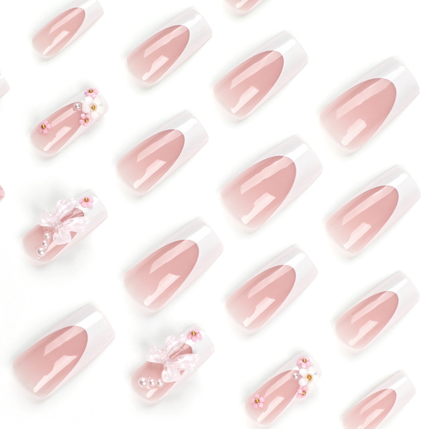 Dreamy ballet nail art: the beautiful dance steps of the pink and white world, wearing nail tips