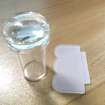 Transparent silicone nail polish stamp, double-sided stamp scraper tool