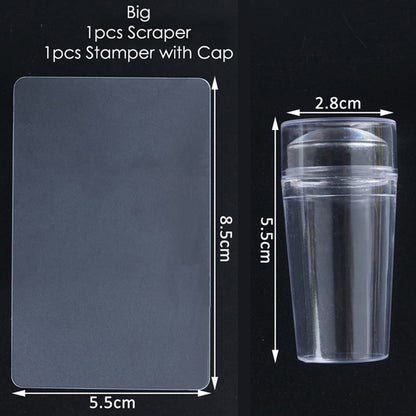 Transparent silicone nail polish stamp, double-sided stamp scraper tool