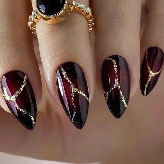 24pcs French minimalist gold nails long, including 1 jelly gel and 1 nail file 24pcs French minimalist gold nails