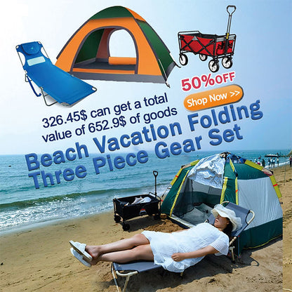 Beach Vacation Folding Three Piece Gear Set, Outdoor Camping Tent 2-4 People