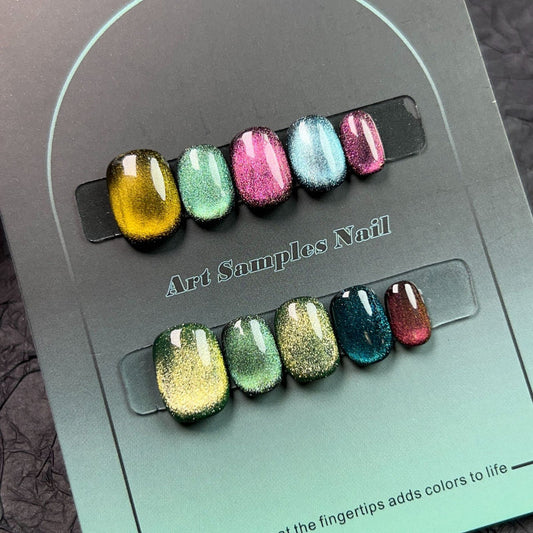 Cat-eye Design Press on Nails 10 Pcs Handmade Fake Nail Short Nail Tip Acrylic