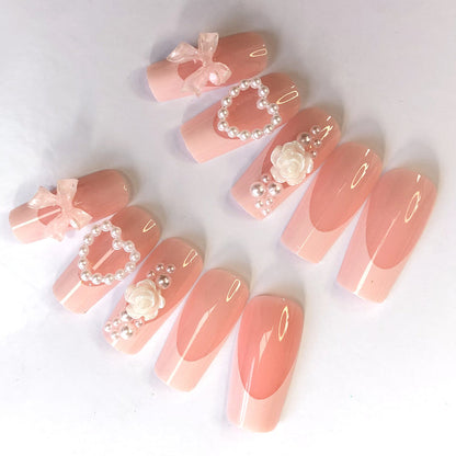 24-Piece French Manicure Dream Pearl Wearable Nails | Elegant Romantic Nail Art