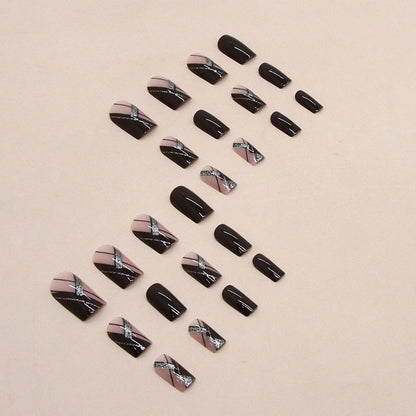 24-Piece Short French Minimalist Shimmer Line Nails | Elegant Understated Press-On Nails