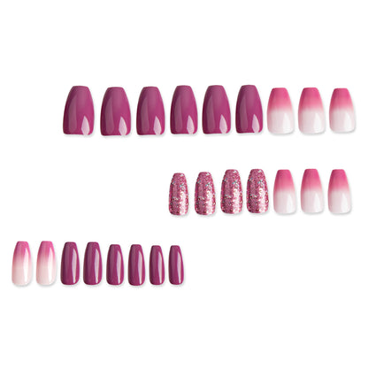 24-Piece Short French Gradient Sparkle Nails Set | Elegant Minimalist Press-On Nails