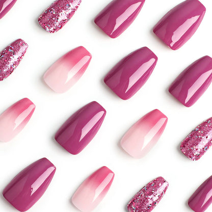 24-Piece Short French Gradient Sparkle Nails Set | Elegant Minimalist Press-On Nails