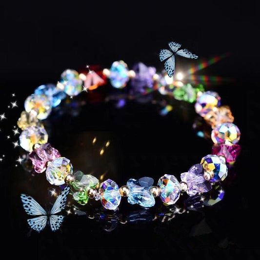 Butterfly Charm Crystal Stretch Beaded Bracelet Elastic Cord Women Temperament Bracelet & Bracelet Charm Bohemian Jewelry