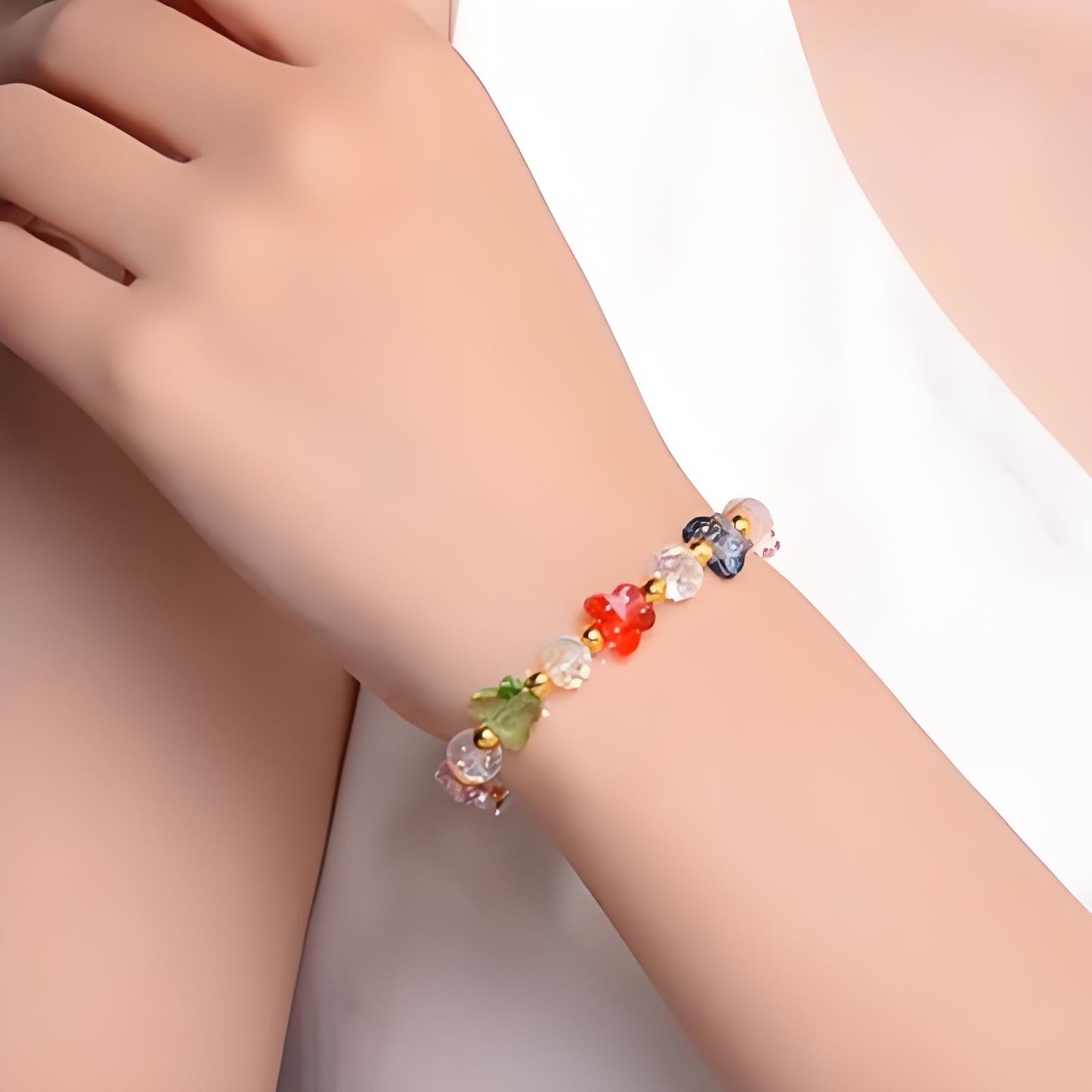 Butterfly Charm Crystal Stretch Beaded Bracelet Elastic Cord Women Temperament Bracelet & Bracelet Charm Bohemian Jewelry
