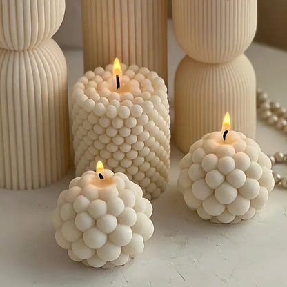 3D Silicone Candle Mold | Cylindrical Bubble Ball Shape | DIY Handmade Scented Candle Mold