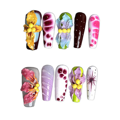 Handmade Nail Art | High-End Hand-Carved Gradient 3D Wearable Nails | European-American Autumn-Winter Style