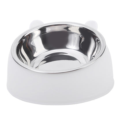 Cat Bowl | Cute Creative Tilt Pet Feeder | Stainless Steel Food Water Bowl
