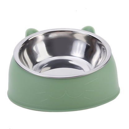 Cat Bowl | Cute Creative Tilt Pet Feeder | Stainless Steel Food Water Bowl