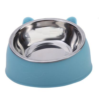 Cat Bowl | Cute Creative Tilt Pet Feeder | Stainless Steel Food Water Bowl