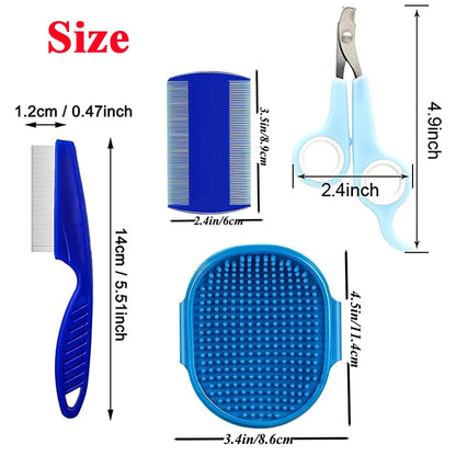 Rabbit & Guinea Pig Grooming Kit | Tear Stain Remover Comb Nail Clippers Double-Sided Bath Brush