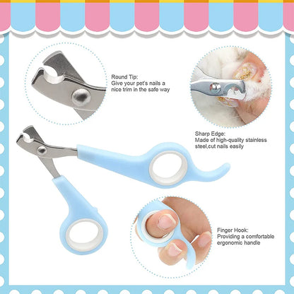 Rabbit & Guinea Pig Grooming Kit | Tear Stain Remover Comb Nail Clippers Double-Sided Bath Brush