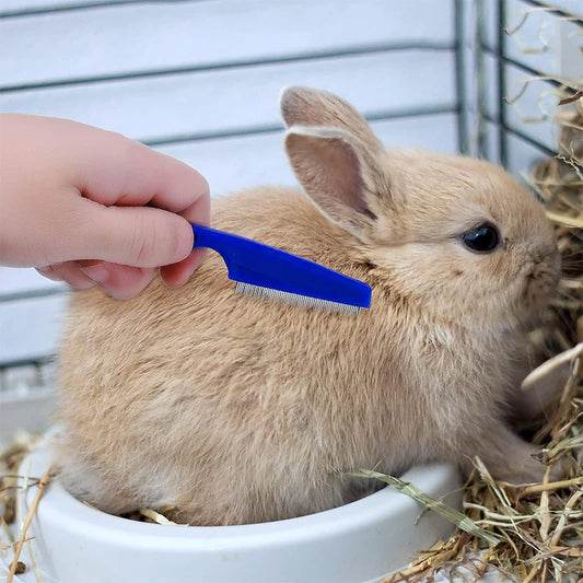 Rabbit Grooming Kit Tear Stain Remover Cleaning Comb Pet Nail Clippers Double Sided Shampoo Bath Brush for Guinea Pigs and Rabbits