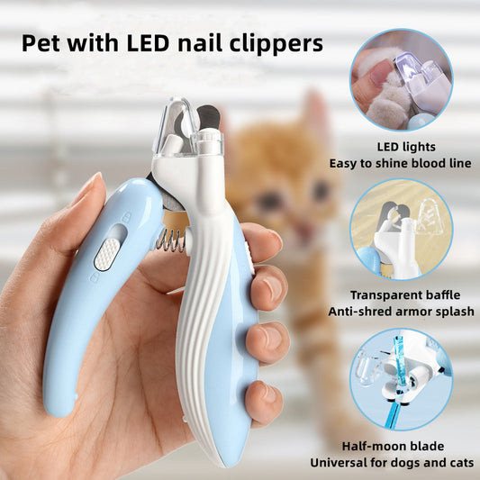 Pet nail clippers dog cat nail trimmer labor-saving nail clippers convenient LED electric nail grinder dog grooming supplies