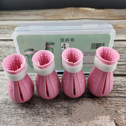 Cat Claw Protector Bath Boots | Adjustable Anti-Scratch Nail Covers