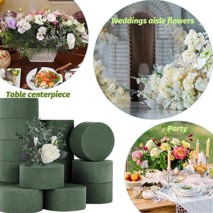 10PCS Green Round Floral Foam Bricks | Dried/Artificial Flower Mud | DIY Flower Arrangement Kit
