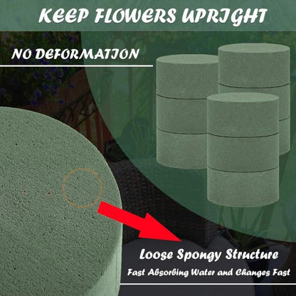 10PCS Green Round Floral Foam Bricks | Dried/Artificial Flower Mud | DIY Flower Arrangement Kit