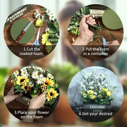 10PCS Green Round Floral Foam Bricks | Dried/Artificial Flower Mud | DIY Flower Arrangement Kit