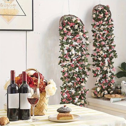 250cm Artificial Rose Garland | Wedding Home Room Decor | Long Fake Rose String Lights