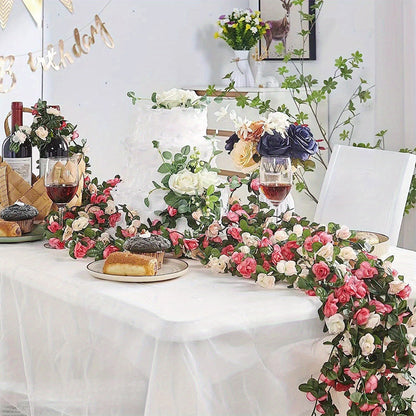 250cm Artificial Rose Garland | Wedding Home Room Decor | Long Fake Rose String Lights