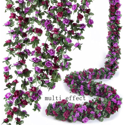 250cm Artificial Rose Garland | Wedding Home Room Decor | Long Fake Rose String Lights