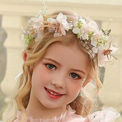 Girls' Wreath Headpiece | Children's Forest Style | Birthday Princess | Pearl Hairstyle Accessory