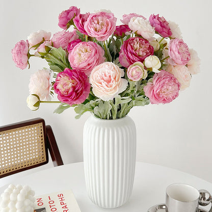 3 Elegant Silk Peony Artificial Flower Bouquet | Home Decor | Lifelike Floral Arrangement