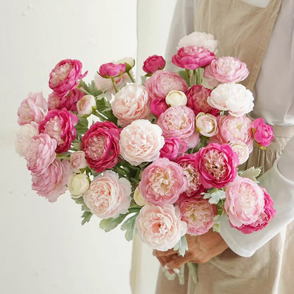 3 Elegant Silk Peony Artificial Flower Bouquet | Home Decor | Lifelike Floral Arrangement