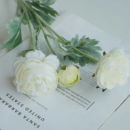 3 Elegant Silk Peony Artificial Flower Bouquet | Home Decor | Lifelike Floral Arrangement