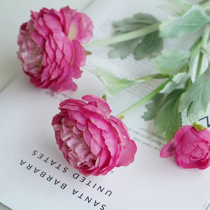3 Elegant Silk Peony Artificial Flower Bouquet | Home Decor | Lifelike Floral Arrangement