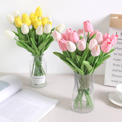 10Pcs PE Artificial Tulip Bouquet | Wedding Fake Flower Decor | Floral Arrangement Supplies