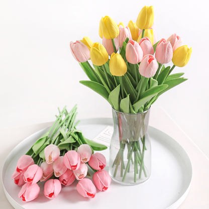 10Pcs PE Artificial Tulip Bouquet | Wedding Fake Flower Decor | Floral Arrangement Supplies