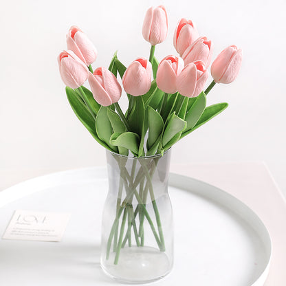 10Pcs PE Artificial Tulip Bouquet | Wedding Fake Flower Decor | Floral Arrangement Supplies