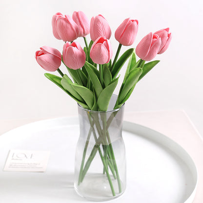 10Pcs PE Artificial Tulip Bouquet | Wedding Fake Flower Decor | Floral Arrangement Supplies