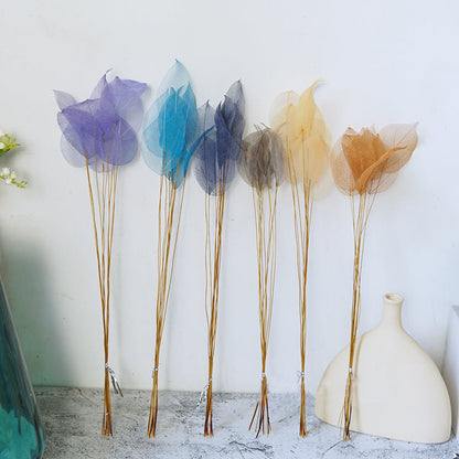 Home Decoration Lucency Leaf Artificial Flowers | Natural Vein Immortal Flowers | Wedding Table Decor with Wire Stem