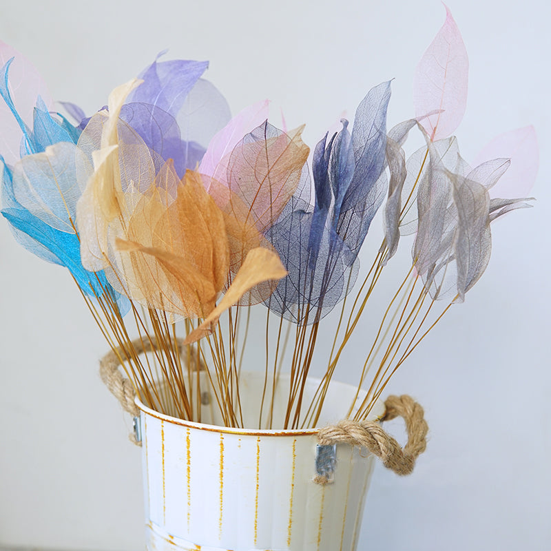 Home Decoration Lucency Leaves Natural Leaf Vein Immortal Artificial Flowers Wedding Table Decoration Wire Stem