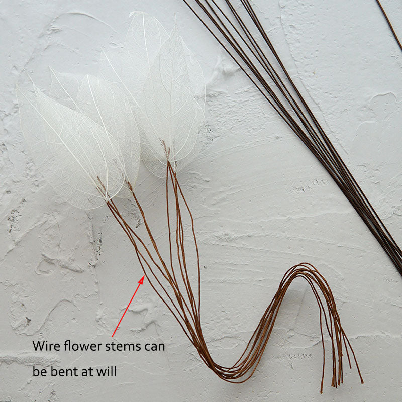 Home Decoration Lucency Leaves Natural Leaf Vein Immortal Artificial Flowers Wedding Table Decoration Wire Stem